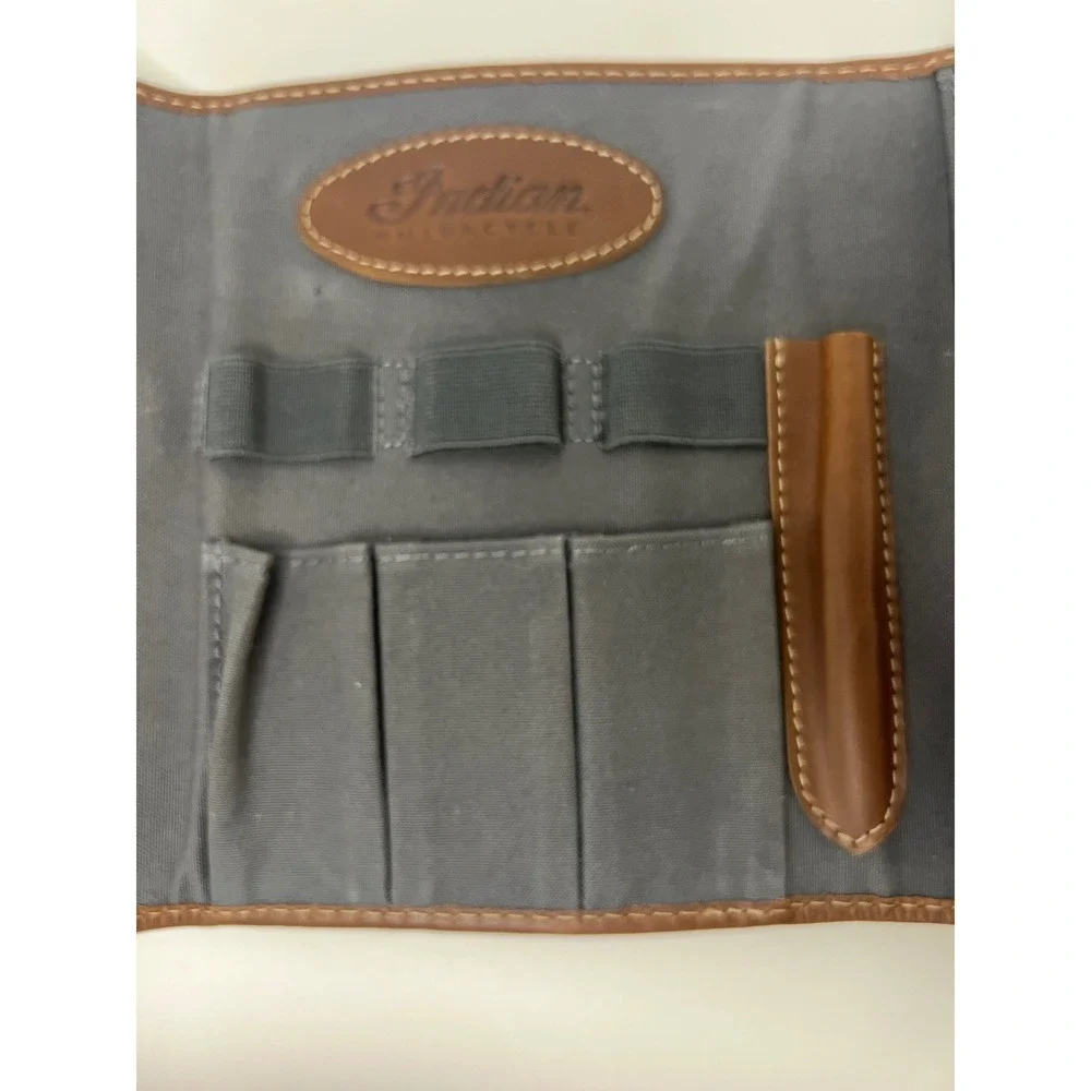 Indian‎ Motorcycle Brown Leather Trifold Travel Pouch Organizer Wallet 5 x 7
